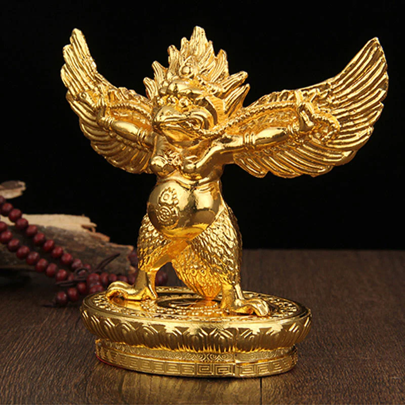 Decorazione per la casa in lega di protezione per uccelli Garuda in oro tibetano - Image 6