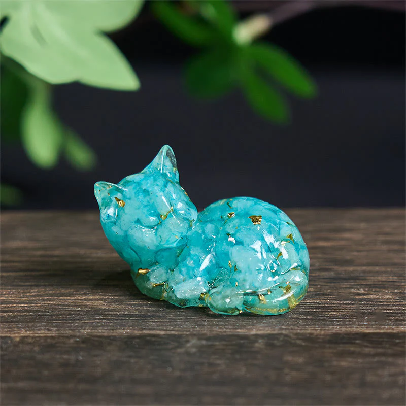 Decorazione positiva per piccoli gatti in resina epossidica con schegge di cristallo Buddha Stones - Image 17