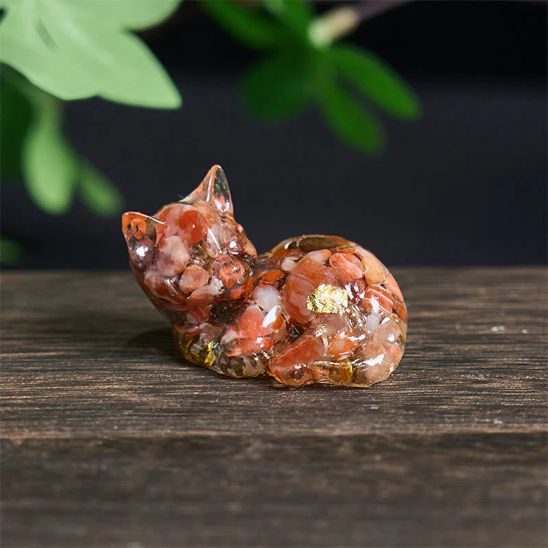 Decorazione positiva per piccoli gatti in resina epossidica con schegge di cristallo Buddha Stones - Image 20