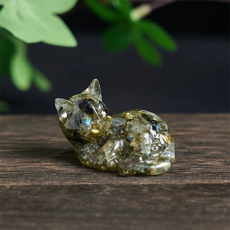 Decorazione positiva per piccoli gatti in resina epossidica con schegge di cristallo Buddha Stones - Image 23