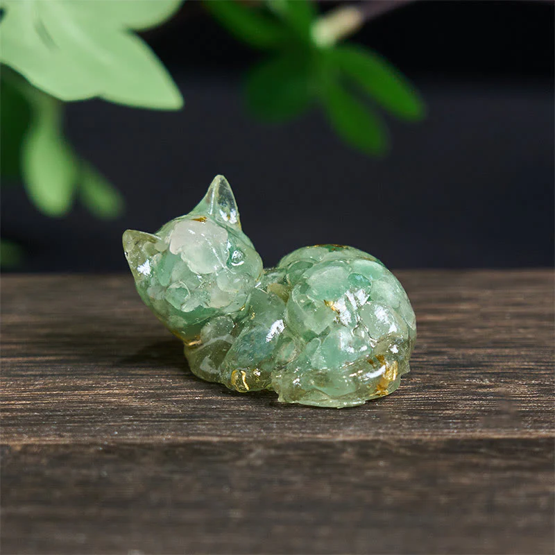 Decorazione positiva per piccoli gatti in resina epossidica con schegge di cristallo Buddha Stones - Image 26
