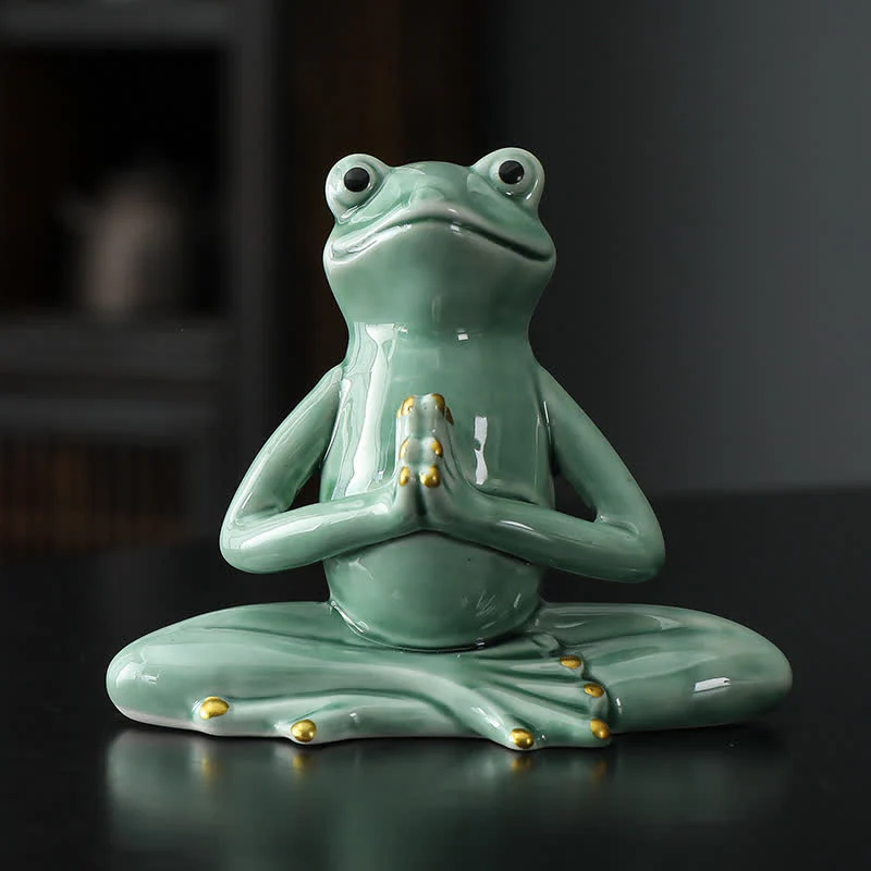 Decorazione statua rana zen in ceramica meditante - Image 2