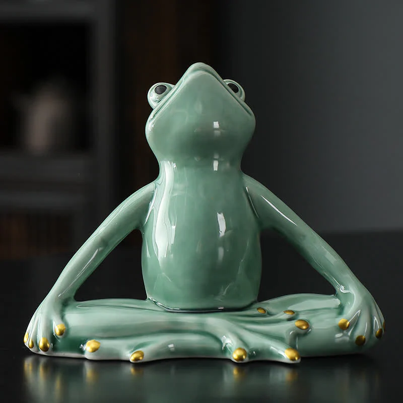 Decorazione statua rana zen in ceramica meditante - Image 5