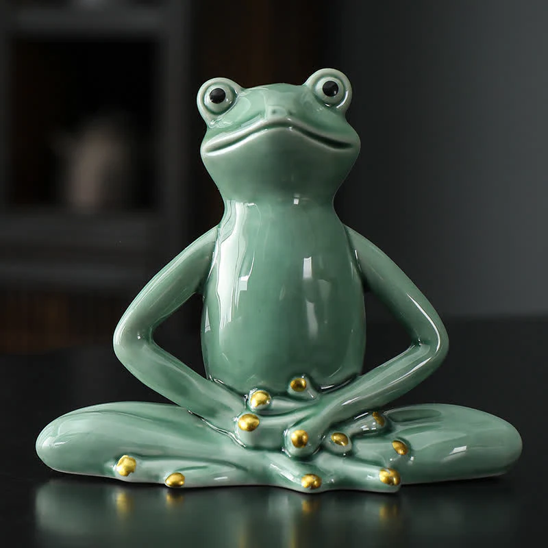 Decorazione statua rana zen in ceramica meditante - Image 7