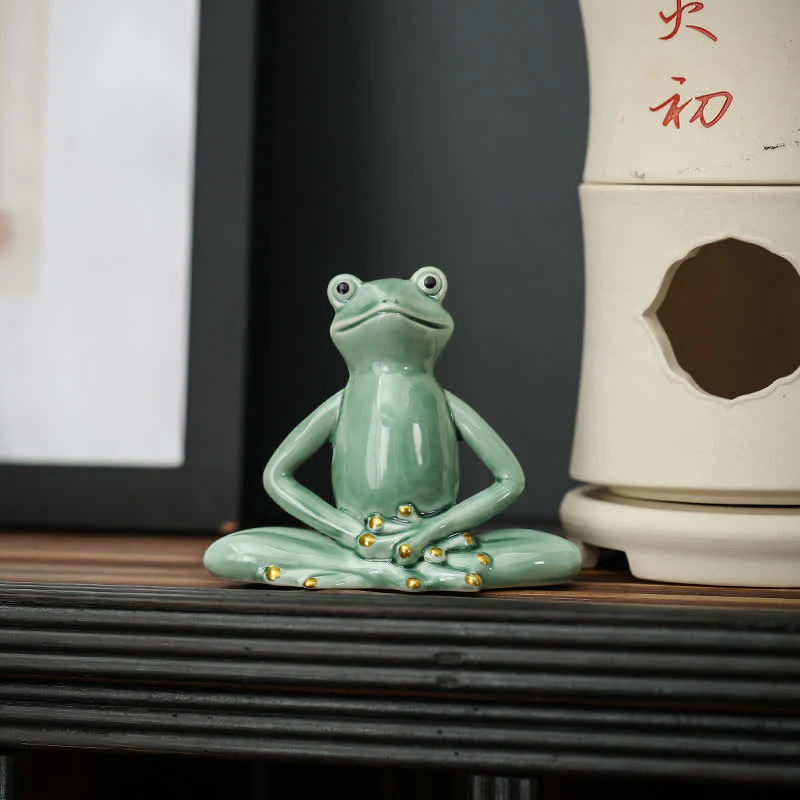 Decorazione statua rana zen in ceramica meditante - Image 8