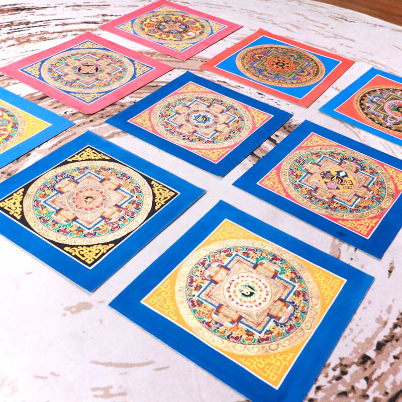 Dipinto Thangka tibetano fatto a mano, benedizione Thangka, scatola cieca, motivo a colori casuali - Image 14