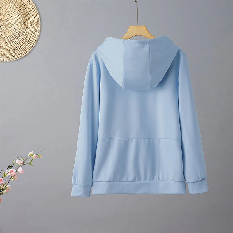 Felpa con cappuccio da donna a maniche lunghe con ricamo autunnale Buddha Stones Bear - Image 10