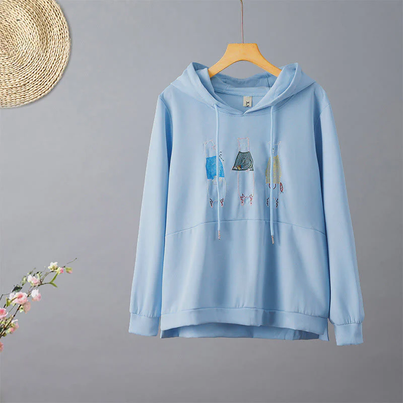 Felpa con cappuccio da donna a maniche lunghe con ricamo autunnale Buddha Stones Bear - Image 8