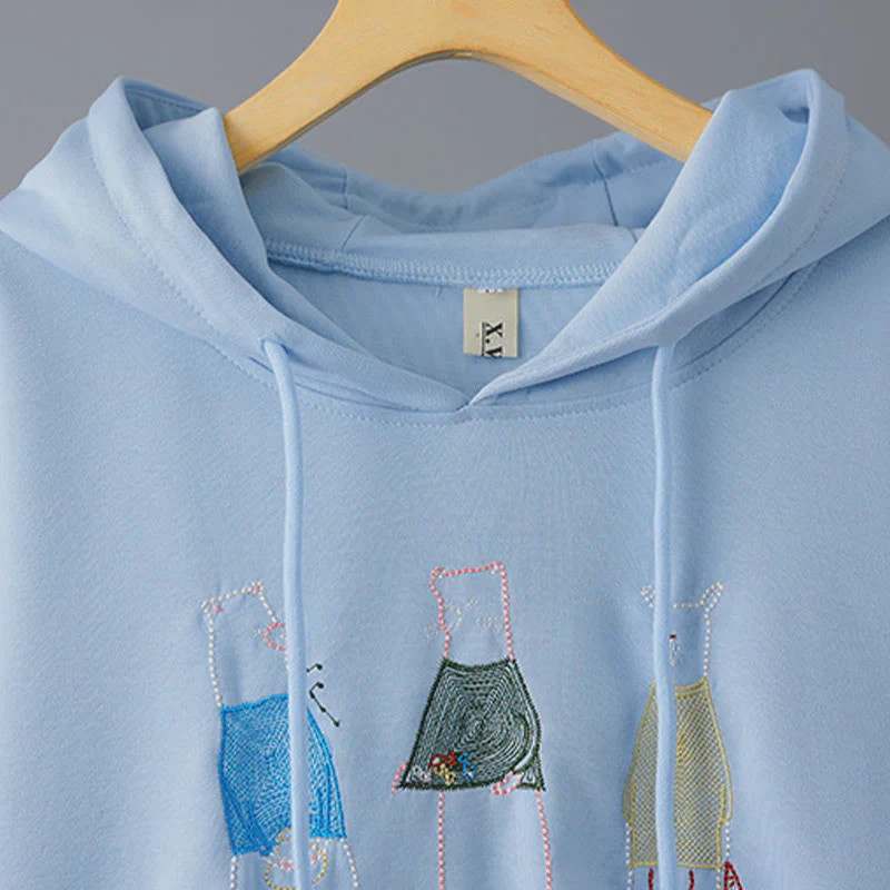 Felpa con cappuccio da donna a maniche lunghe con ricamo autunnale Buddha Stones Bear - Image 9