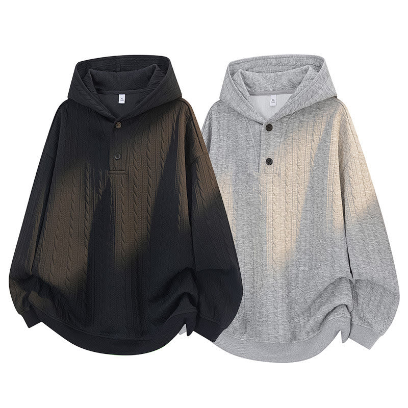 Felpa con cappuccio da uomo a maniche lunghe con bottoni intrecciati, autunno inverno, motivo Buddha Stones - Image 10