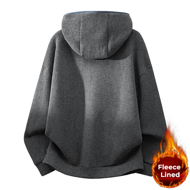 Felpa con cappuccio da uomo in cotone a maniche lunghe con fodera in pile, modello Buddha Stones, autunno inverno, con cerniera - Image 13