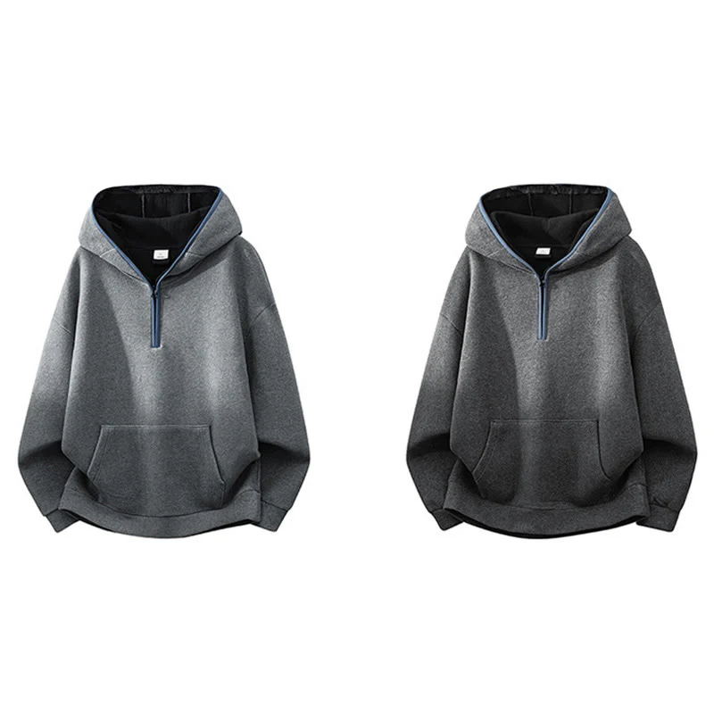 Felpa con cappuccio da uomo in cotone a maniche lunghe con fodera in pile, modello Buddha Stones, autunno inverno, con cerniera - Image 16