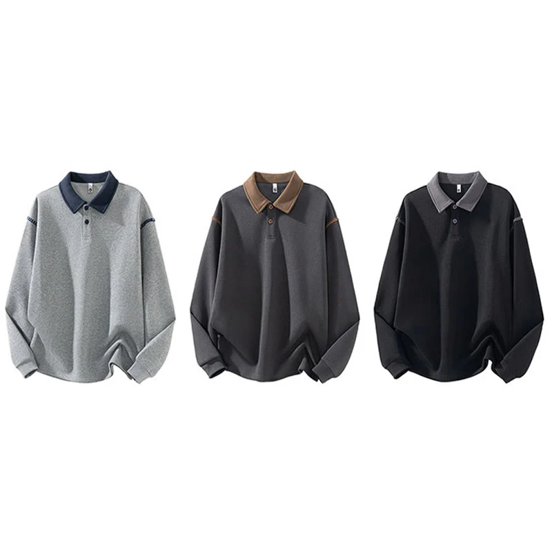 Felpa da uomo in cotone con colletto e bottoni, motivo Buddha Stones Fall Polo - Image 13