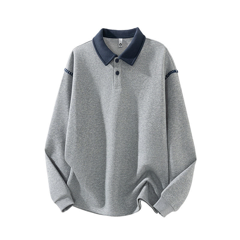 Felpa da uomo in cotone con colletto e bottoni, motivo Buddha Stones Fall Polo - Image 2