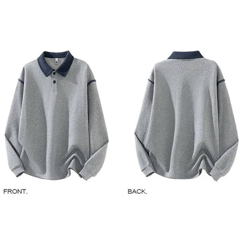 Felpa da uomo in cotone con colletto e bottoni, motivo Buddha Stones Fall Polo - Image 3