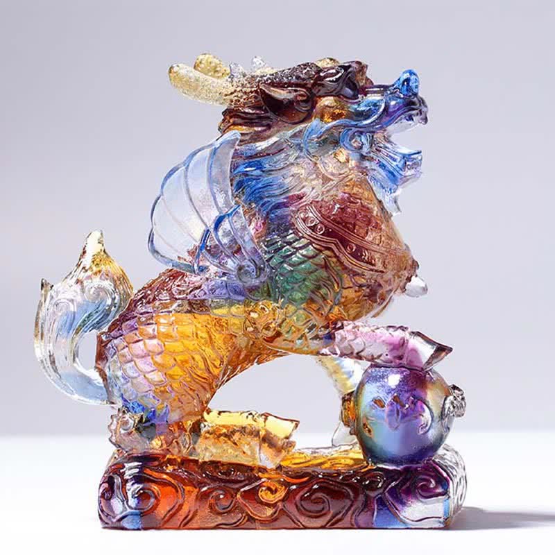 Feng Shui Kirin Fatto a mano Liuli Cristallo Arte Pezzo Fortuna Casa Ufficio Decorazione - Image 2