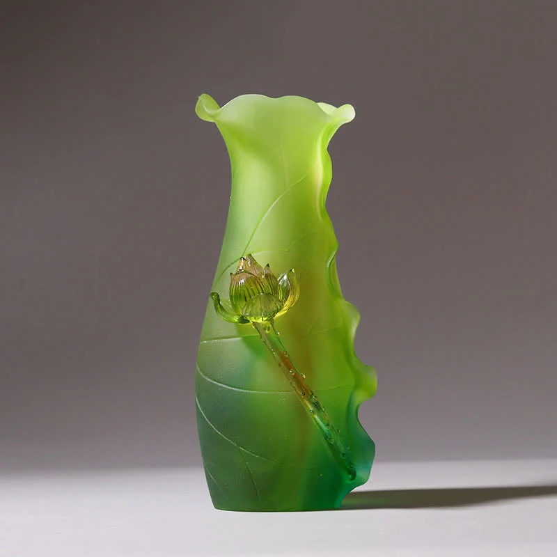 Feng Shui Lotus fatto a mano Liuli Crystal Art Piece Home Office Offerta Decorazione - Image 13