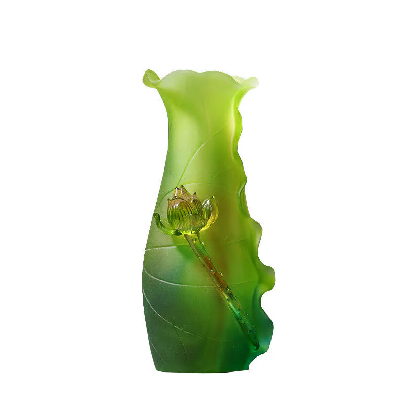 Feng Shui Lotus fatto a mano Liuli Crystal Art Piece Home Office Offerta Decorazione - Image 14