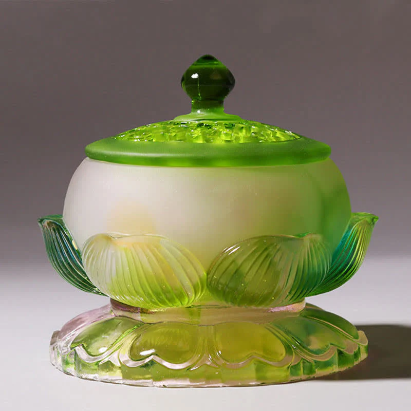 Feng Shui Lotus fatto a mano Liuli Crystal Art Piece Home Office Offerta Decorazione - Image 17