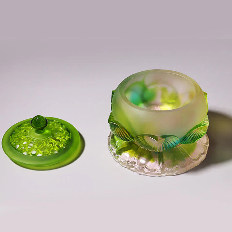 Feng Shui Lotus fatto a mano Liuli Crystal Art Piece Home Office Offerta Decorazione - Image 18