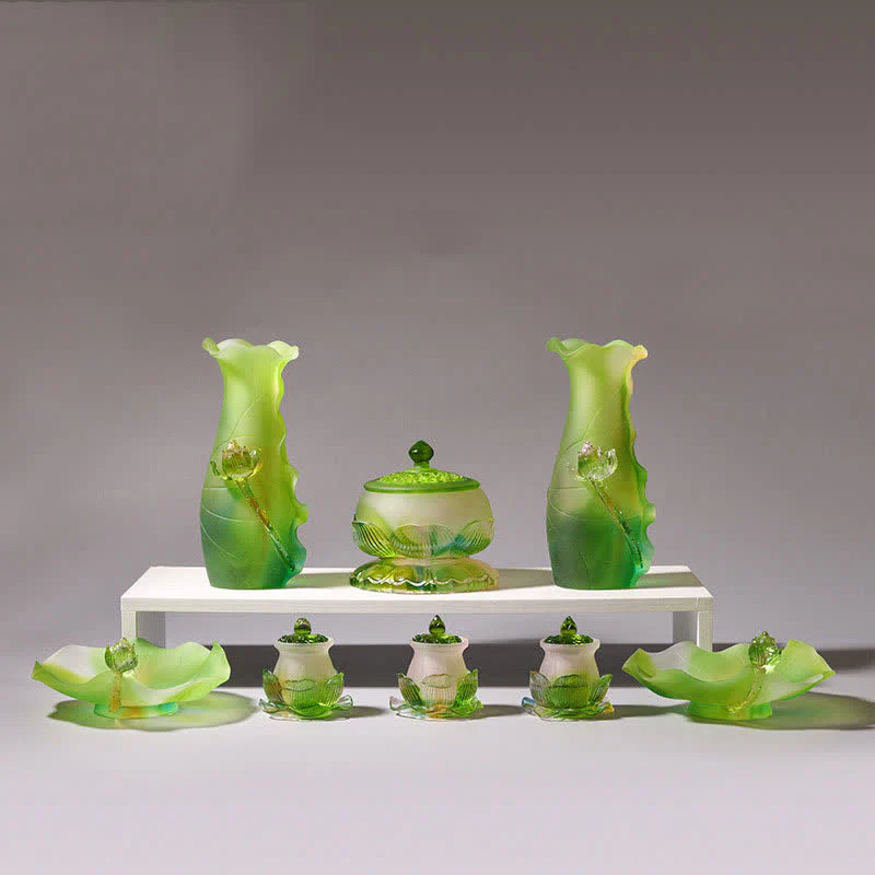 Feng Shui Lotus fatto a mano Liuli Crystal Art Piece Home Office Offerta Decorazione - Image 19
