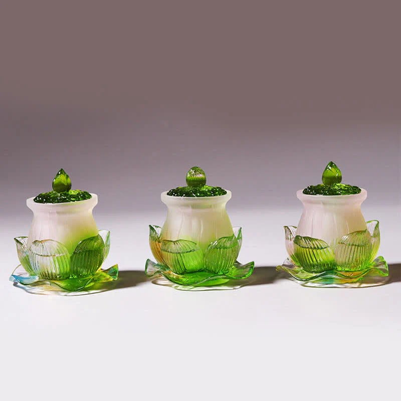 Feng Shui Lotus fatto a mano Liuli Crystal Art Piece Home Office Offerta Decorazione - Image 6