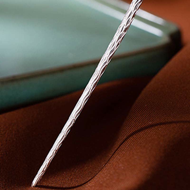 Forcina per capelli con fiore di giada bianca Hetian in argento sterling 925 - Image 16