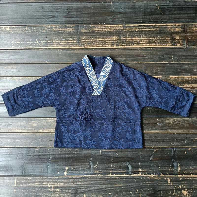 Giacca a maniche lunghe con scollo a V e motivo floreale in jacquard Buddha Stones - Image 15