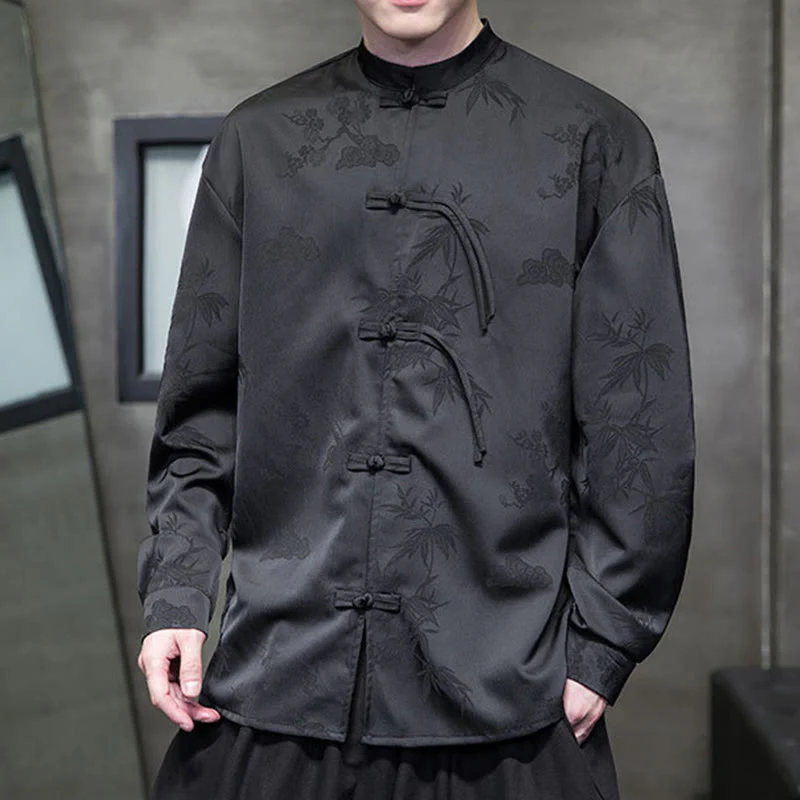 Giacca a maniche lunghe da uomo in stile tang con bottoni a rana e motivo Buddha Stones - Image 12