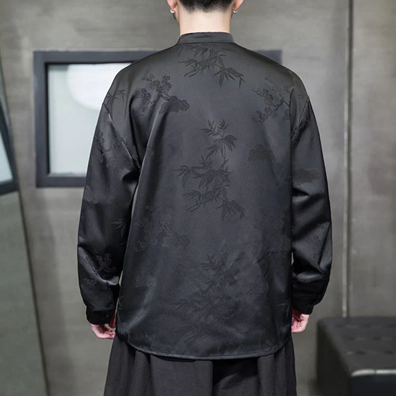 Giacca a maniche lunghe da uomo in stile tang con bottoni a rana e motivo Buddha Stones - Image 18