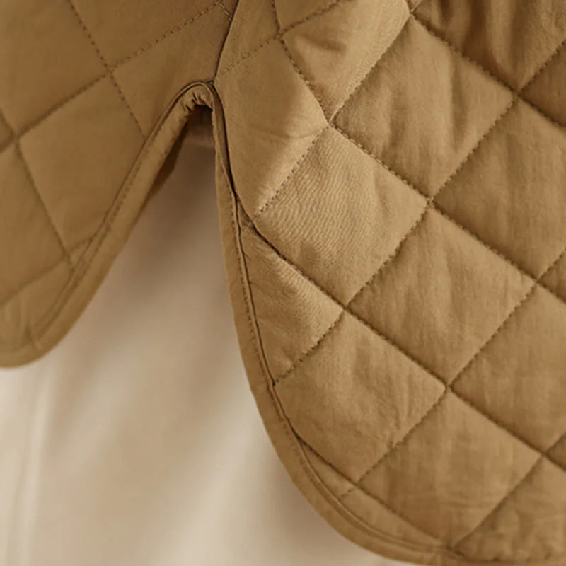 Giacca a maniche lunghe trapuntata a rombi in cotone termico con bottoni e tasche da donna Buddha Stones - Image 10