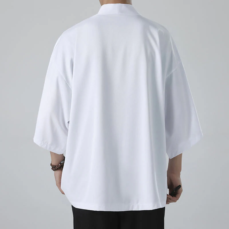 Giacca kimono da uomo con apertura frontale tinta unita Buddha Stones - Image 10