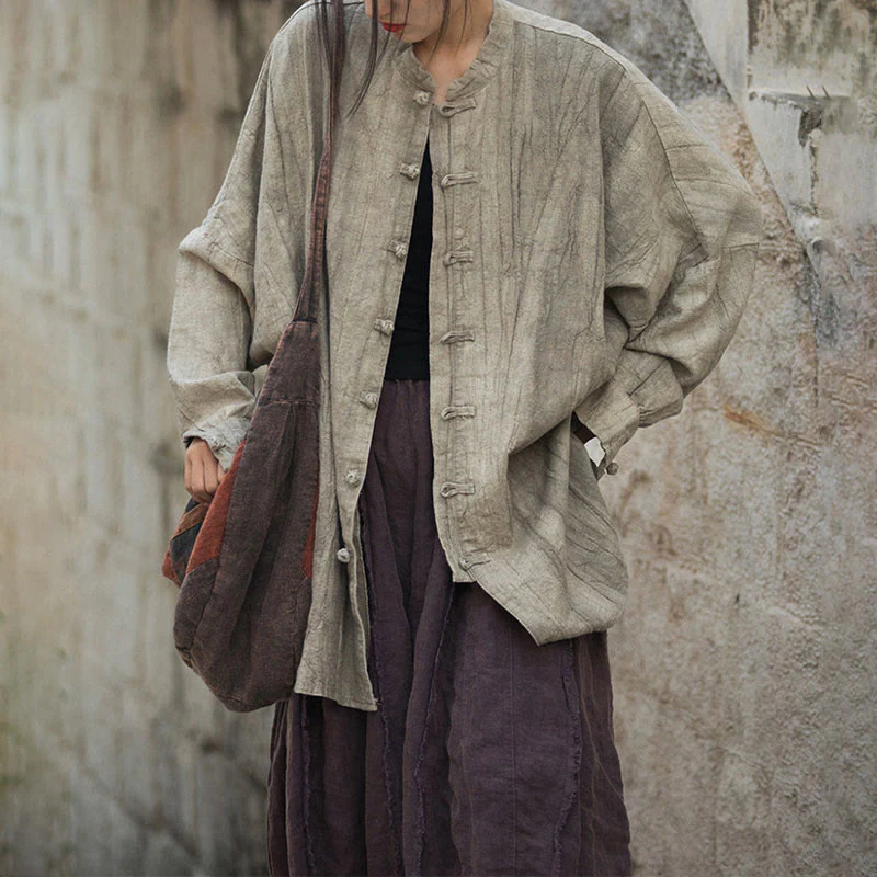 Giacca aperta sul davanti con maniche lunghe e bottoni a rana, motivo tie-dye Buddha Stones - Image 10