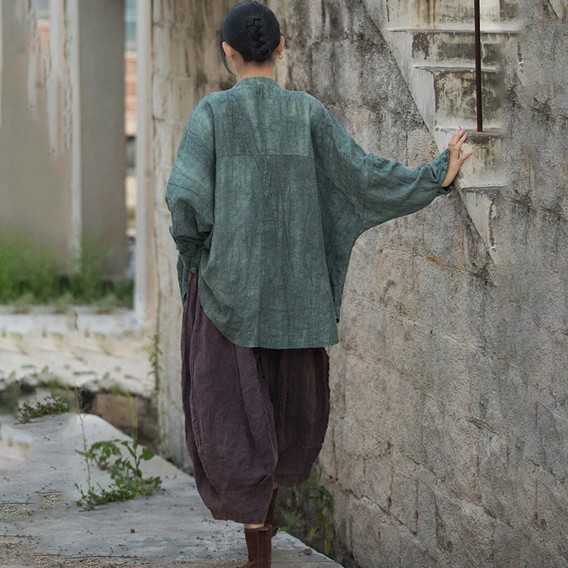 Giacca aperta sul davanti con maniche lunghe e bottoni a rana, motivo tie-dye Buddha Stones - Image 16