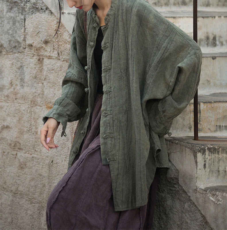 Giacca aperta sul davanti con maniche lunghe e bottoni a rana, motivo tie-dye Buddha Stones - Image 19
