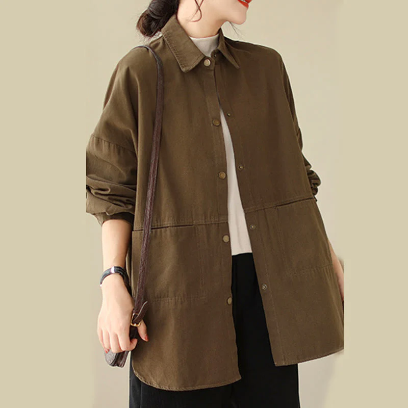Giacca casual da donna a maniche lunghe con tasche Buddha Stones, tinta unita - Image 25