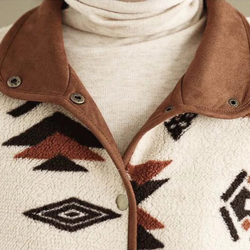 Giacca da donna in cotone a maniche lunghe con bottoni, motivo geometrico, autunno inverno, motivo Buddha Stones - Image 10