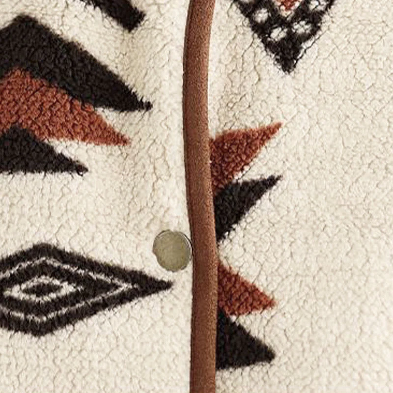 Giacca da donna in cotone a maniche lunghe con bottoni, motivo geometrico, autunno inverno, motivo Buddha Stones - Image 12