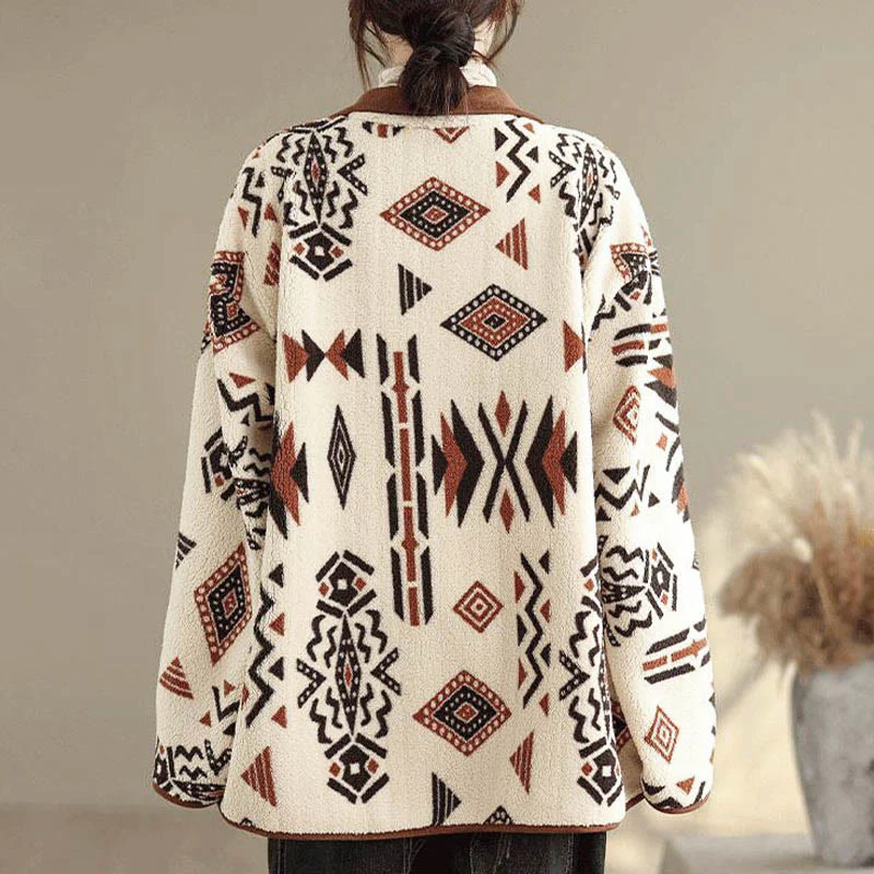 Giacca da donna in cotone a maniche lunghe con bottoni, motivo geometrico, autunno inverno, motivo Buddha Stones - Image 9