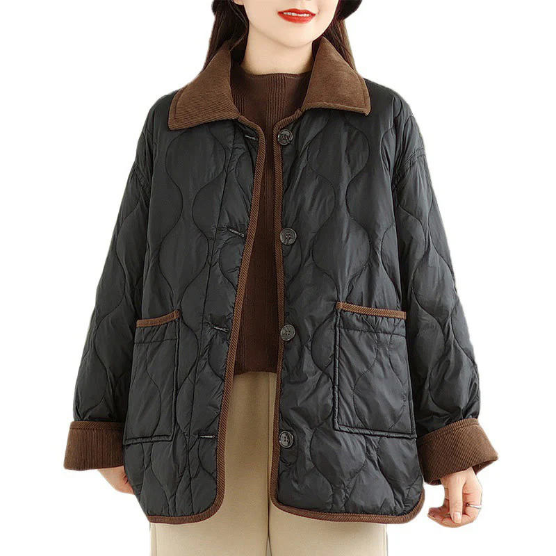 Giacca da donna in cotone a maniche lunghe con tasche e risvolto in colore contrastante Buddha Stones - Image 13