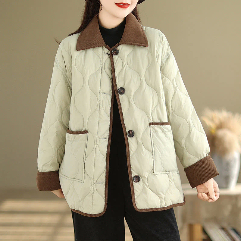 Giacca da donna in cotone a maniche lunghe con tasche e risvolto in colore contrastante Buddha Stones - Image 14
