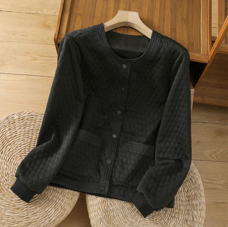 Giacca da donna in cotone a maniche lunghe con tasche, stile retrò, motivo Buddha Stones - Image 15