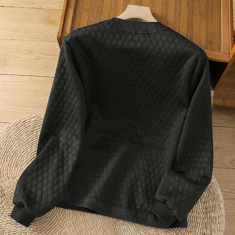 Giacca da donna in cotone a maniche lunghe con tasche, stile retrò, motivo Buddha Stones - Image 16