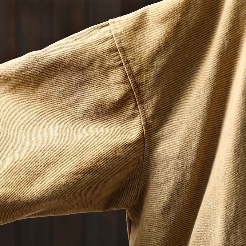 Giacca da donna in cotone di media lunghezza con tasche, maniche lunghe, colletto con revers, motivo Buddha Stones, primavera-autunno - Image 10