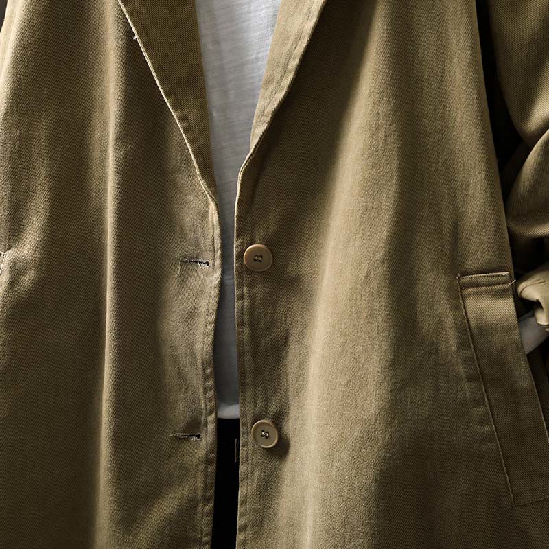 Giacca da donna in cotone di media lunghezza con tasche, maniche lunghe, colletto con revers, motivo Buddha Stones, primavera-autunno - Image 27