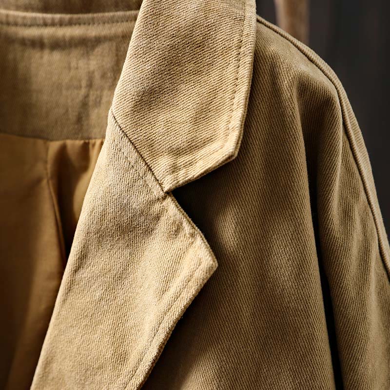 Giacca da donna in cotone di media lunghezza con tasche, maniche lunghe, colletto con revers, motivo Buddha Stones, primavera-autunno - Image 6