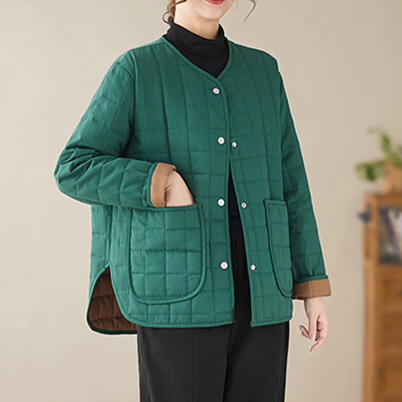 Giacca da donna in cotone spesso a maniche lunghe con tasche, stile retrò, motivo Buddha Stones - Image 15