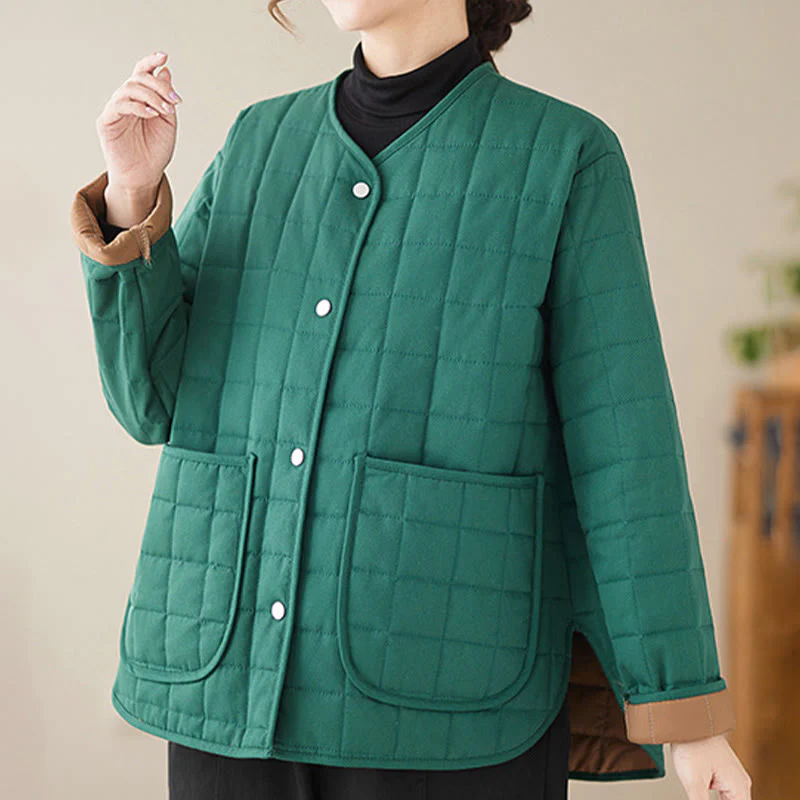 Giacca da donna in cotone spesso a maniche lunghe con tasche, stile retrò, motivo Buddha Stones - Image 20