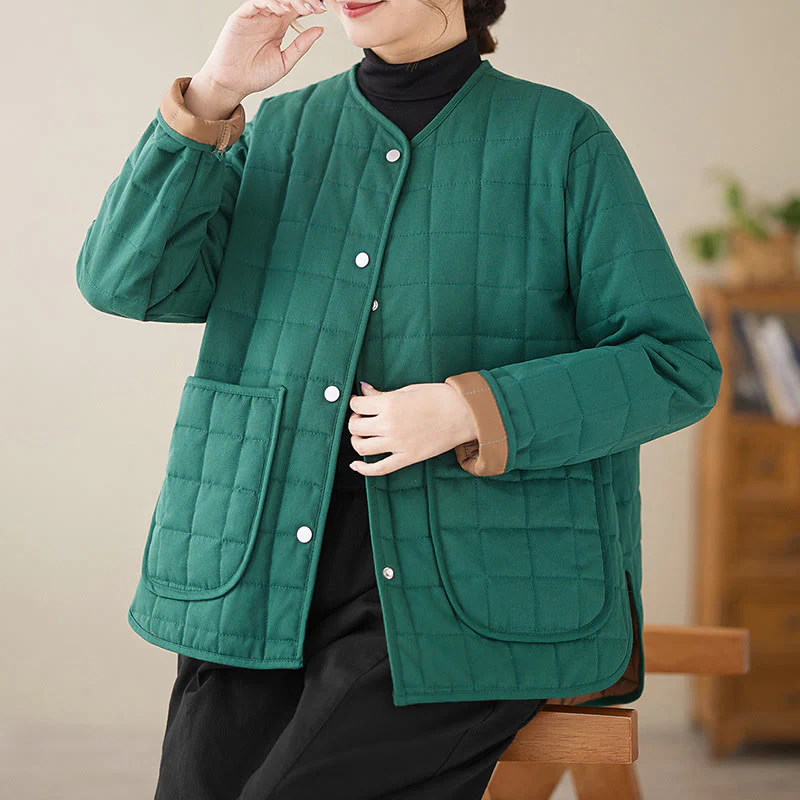 Giacca da donna in cotone spesso a maniche lunghe con tasche, stile retrò, motivo Buddha Stones - Image 21
