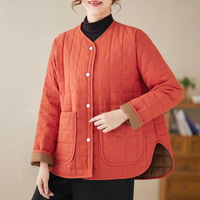Giacca da donna in cotone spesso a maniche lunghe con tasche, stile retrò, motivo Buddha Stones - Image 9